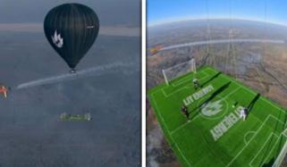 1800 میٹر کی بلندی پر فٹبال میچ، رُوسی ایڈونچر ماہرین کا منفرد کارنامہ