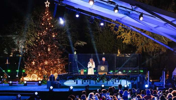 Melania Trump joins Trump to light National Christmas Tree in Washington