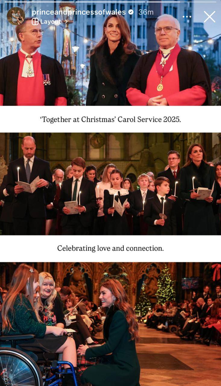 Princess Kate joined by Prince William and kids at Christmas Carol Service