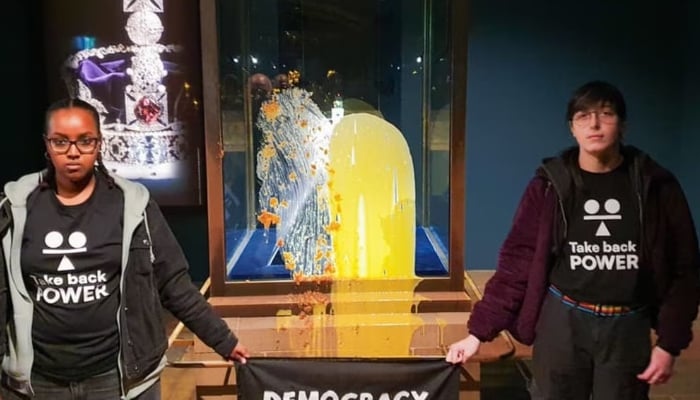 Tower of London shuts down after protestors throw food on Crown Jewels display