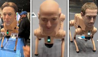 میامی: ٹیک ارب پتیوں کے چہروں والے روبوٹک کتوں نے ہلچل مچا دی