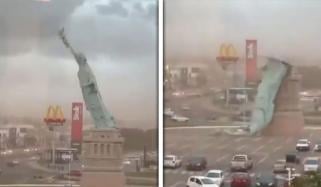 طوفانی ہواؤں نے مجسمۂ آزادی کو زمین بوس کردیا