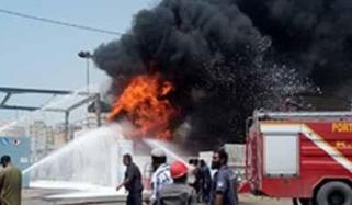 کراچی: کیماڑی آئل ٹرمینل میں آگ لگ گئی