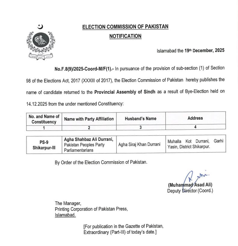 فوٹو: الیکشن کمیشن آف پاکستان