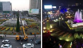 لاہور کی لبرٹی چوک پر 42 فٹ بلند کرسمس ٹری نصب