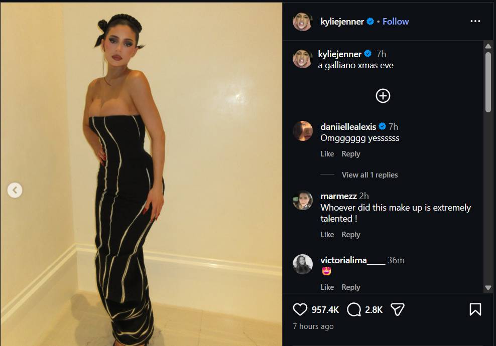 Kylie Jenner sizzles in black at Kardashians Christmas Eve party