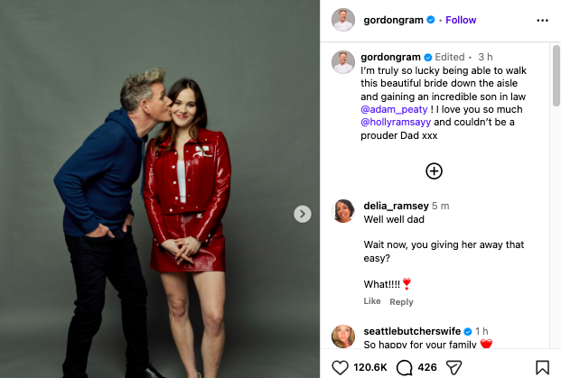 Gordon Ramsay beams with pride as daughter Holly prepares to marry Adam Peaty