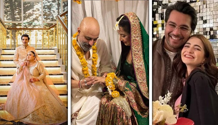 دائیں سے بائیں: عاصم اظہر اور میرب علی ، زارا ترین اور فاران طاہر ، حنا رضوی اور عمار احمد