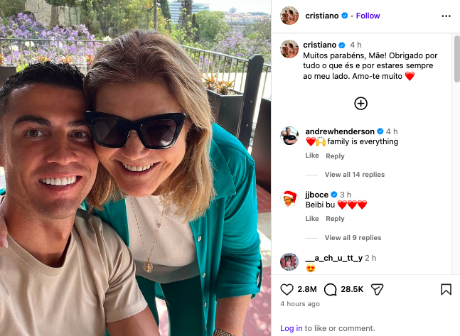 Cristiano Ronaldo celebrates mother’s 71st birthday with heartfelt tribute