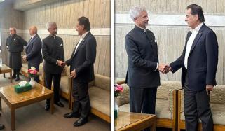  ڈھاکا میں ایاز صادق اور جے شنکر کی ملاقات، خوشگوار جملوں کا تبادلہ