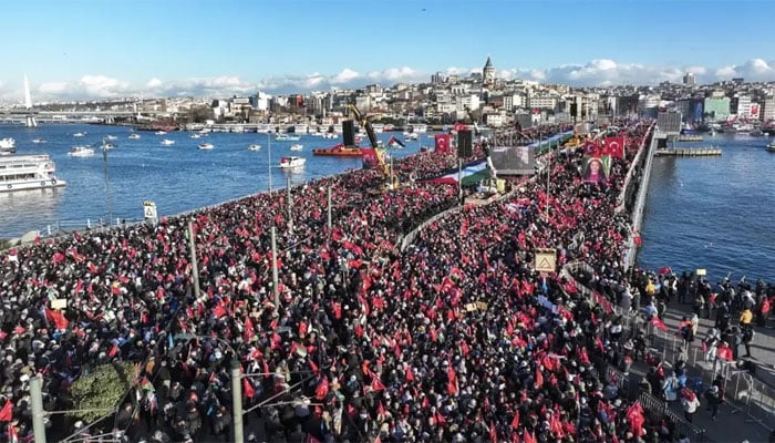 استنبول میں فلسطین کے حق میں تاریخ ساز عوامی مظاہرہ، پانچ لاکھ سے زائد افراد شریک