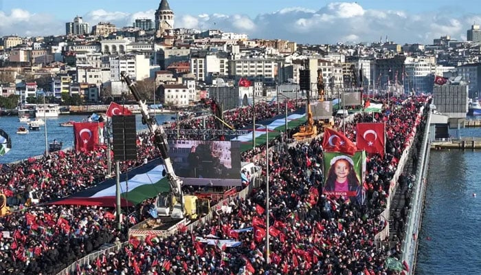 استنبول میں فلسطین کے حق میں تاریخ ساز عوامی مظاہرہ، پانچ لاکھ سے زائد افراد شریک