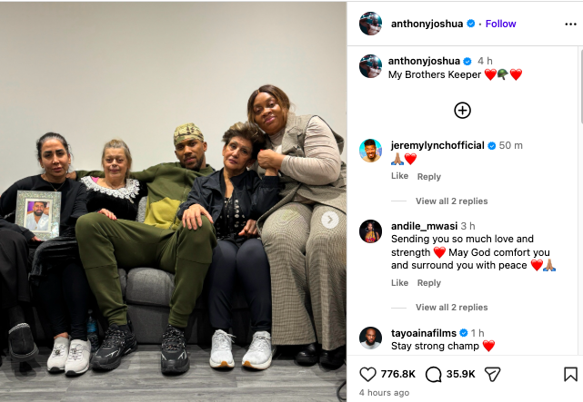 Anthony Joshua makes first public appearance after tragic car crash