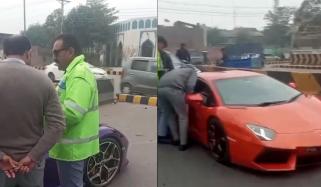 فیصل آباد: ٹریفک قوانین کی خلاف ورزی پر کارروائی، مہنگی گاڑی کا چالان