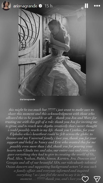 Ariana Grande pays emotional tribute to ‘Wicked’ cast after Actors Awards nod