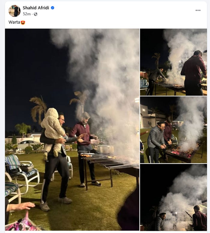 شاہد آفریدی کی اپنے داماد شاہین کے ساتھ بار بی کیو پارٹی، تصاویر وائرل