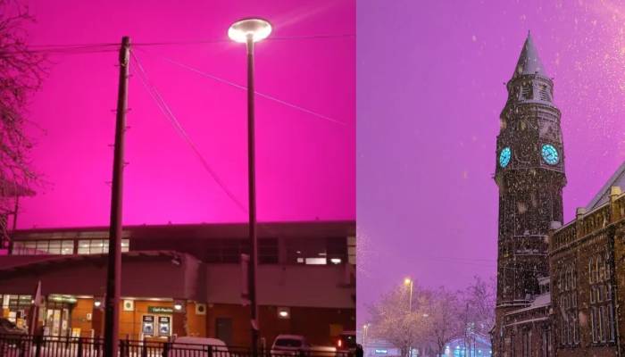 What caused unusual pink sky over Birmingham?