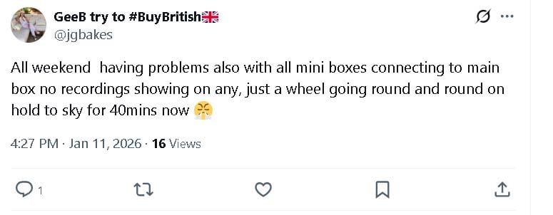 Sky TV outage enters second day, users express frustration on X