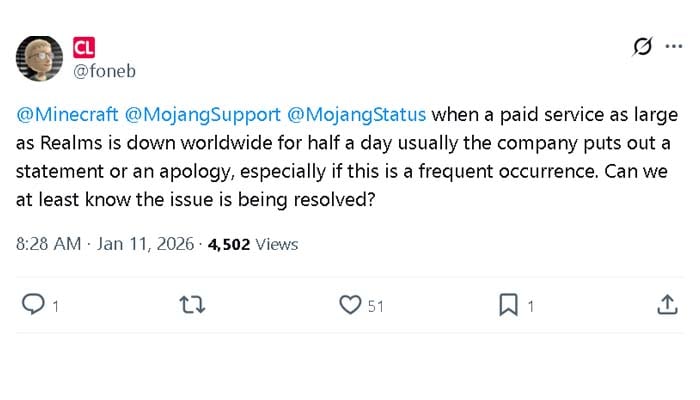 Is Minecraft still down? Players report widespread outage