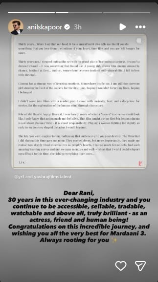 Anil Kapoor ‘rooting’ for truly brilliant friend Rani Mukerjis Mardaani 3