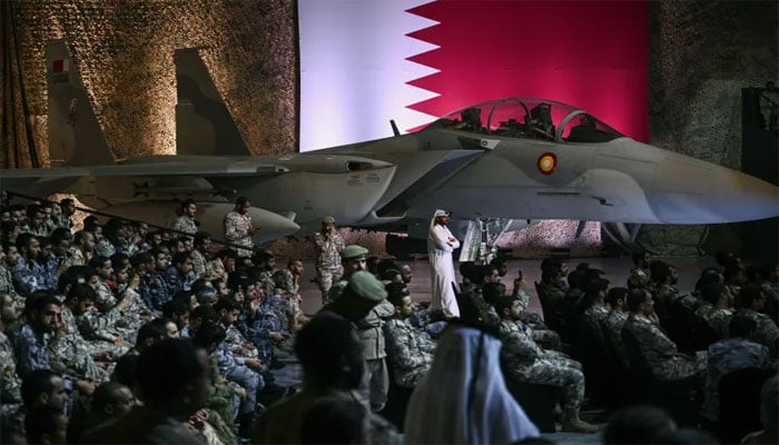 قطر کے العدید ایئر بیس کا منظر(فائل فوٹو)۔