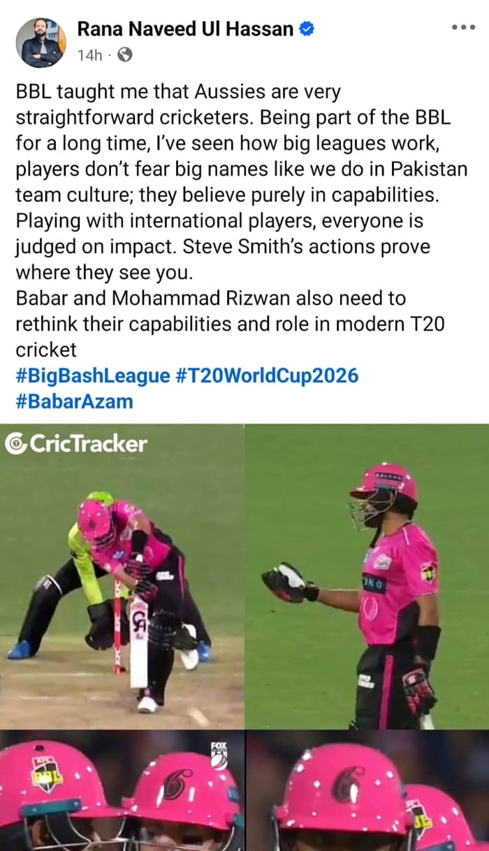 بابراعظم کو اسٹرائیک نہ دینے کا معاملہ، رانا نوید الحسن نے بی بی ایل میں کھیلنے کا تجربہ بتادیا