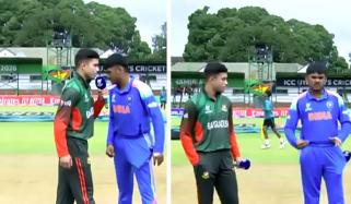انڈر 19 ورلڈ کپ میچ، بنگلادیش، بھارت کی ٹیموں کے کپتانوں نے ٹاس کے وقت ہاتھ نہیں ملایا