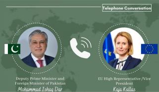اسحاق ڈار اور سربراہ یورپین خارجہ امور کا ٹیلیفونک رابطہ