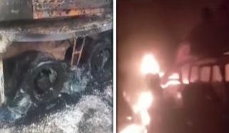 بنوں: نجی کمپنی کے کیمپ پر نامعلوم افراد کا حملہ، تمام کنسٹرکشن کی مشینری جلا دی