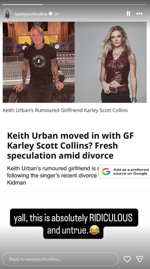 Keith Urban has been rumoured to be moving in with his new lady love after Nicole Kidman divorce