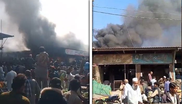 کراچی، نیو سبزی منڈی میں دکانوں میں لگی آگ بجھا دی گئی