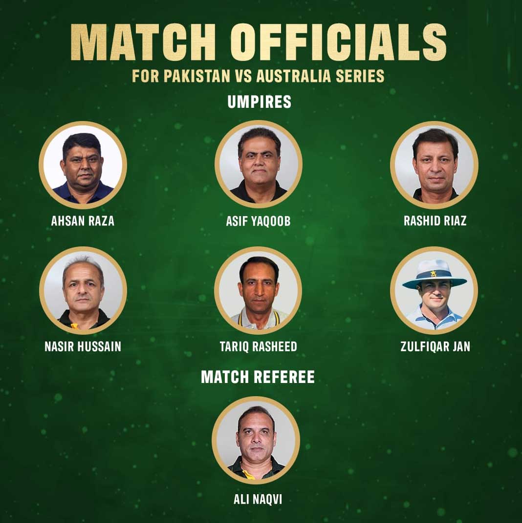 پاک آسٹریلیا ٹی ٹوئنٹی سیریز کیلئے میچ آفیشلز کا اعلان