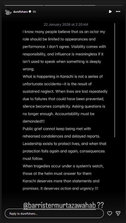 Durefishan Saleem demands accountability over Gul Plaza tragedy