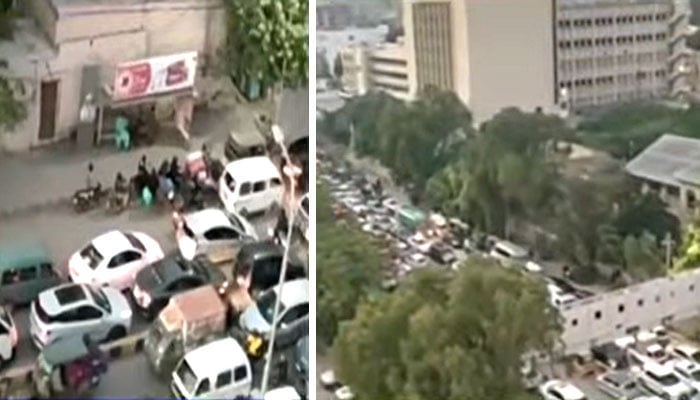 کراچی پریس کلب پر احتجاج، مختلف مقامات پر ٹریفک جام