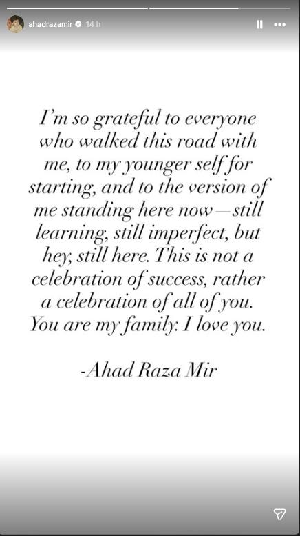 Ahad Raza Mir turns emotional while looking back on 9 years in industry