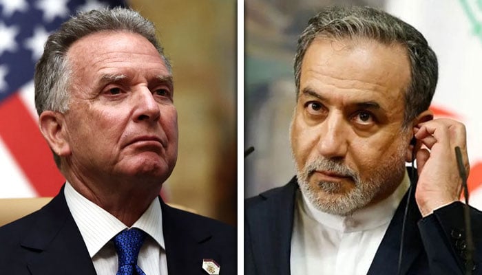 ایرانی وزیر خارجہ عباس عراقچی (دائیں) - امریکی نمائندہ خصوصی اسٹیو وٹکوف (بائیں) - کولاج فوٹو: فائل