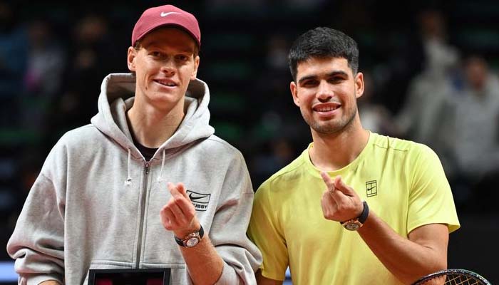 Jannik Sinner congratulates Carlos Alcaraz after Career Grand Slam milestone