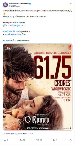 O Romeo box office: Film hits 61 crore in just 4 days after release
