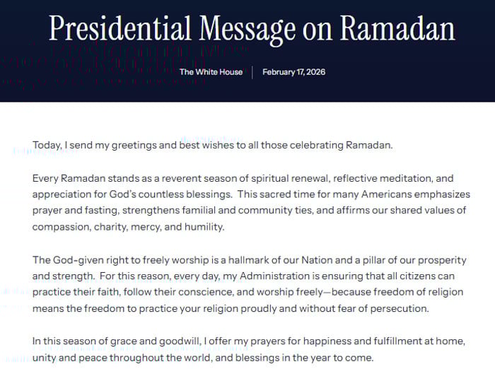 فوٹو — وائٹ ہاؤس  آفیشل ویب سائٹ