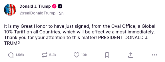 New global tariff announced as Trump responds to Supreme Court ruling