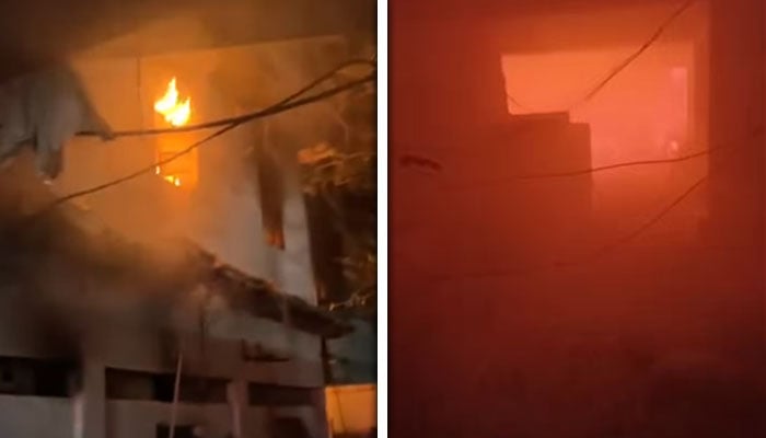 کراچی: کورنگی مرتضیٰ چورنگی کے قریب پاپڑ کی فیکٹری میں آگ لگ گئی
