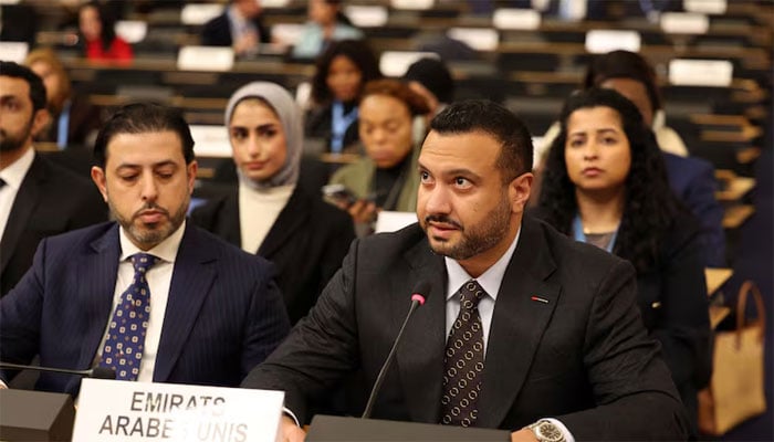 اقوام متحدہ کی انسانی حقوق کونسل میں یو اے ای کے مستقل مندوب جمال المشراخ(تصویر سوشل میڈیا)۔