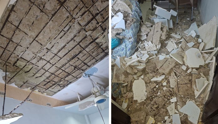 کراچی: پولیس لائن کوارٹر کی چھت کا پلستر گرنے سے 2 افراد زخمی