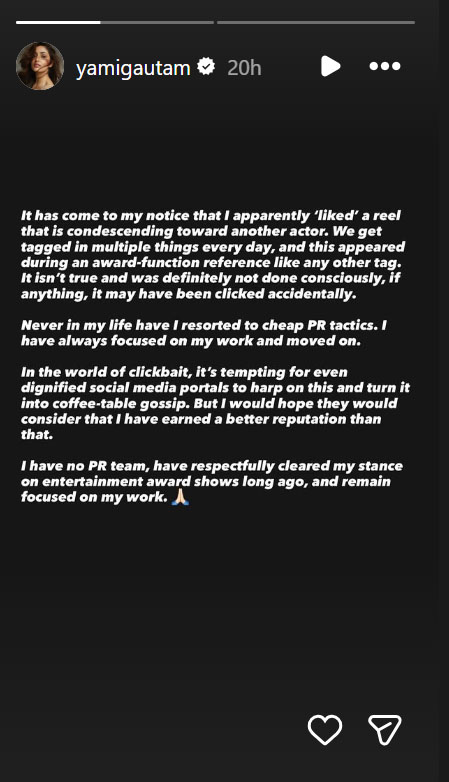 Yami Gautam finally addresses controversial post targeting Kriti Sanon