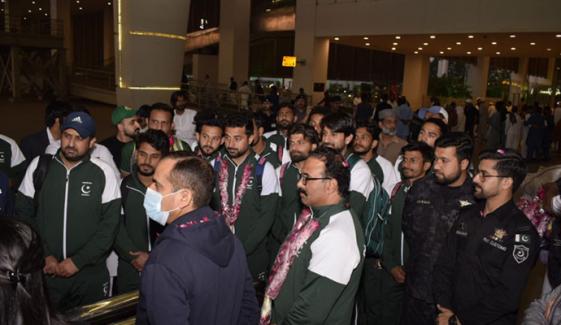 ورلڈ کپ کیلئے کوالیفائی کرنیوالی ہاکی ٹیم وطن پہنچ گئی