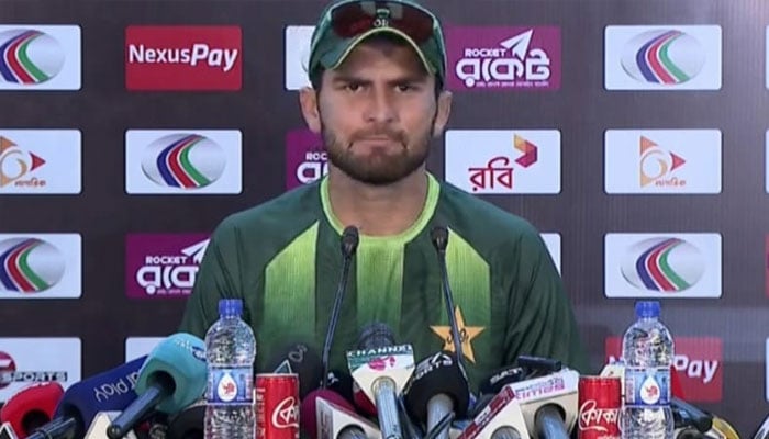 پاکستان کرکٹ ٹیم کے کپتان شاہین آفریدی ---فوٹو : اسکرین گریپ