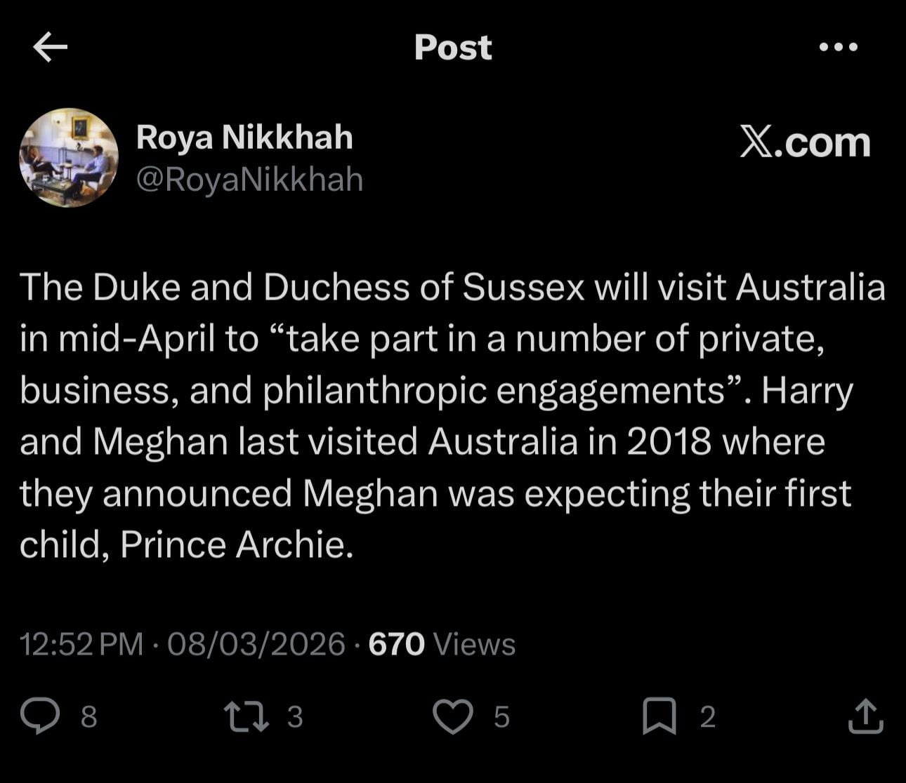 Prince William sends sweet wish to Australia amid Meghan, Harry tour buzz