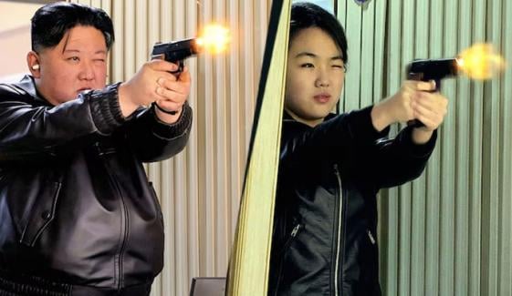 کم جونگ ان کا بیٹی کیساتھ نئے پستول چلانے کا تجربہ