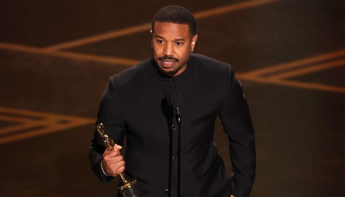 Michael B. Jordan delivers powerful speech as he accepts first Oscar for Sinners