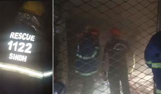 کراچی: طارق روڈ پر شاپنگ مال کی بیسمنٹ میں آگ لگ گئی